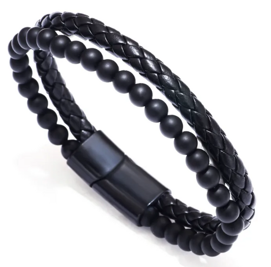 Matte Black Beaded Bracelet