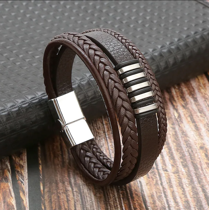 Braided Leather Layered Bracelet